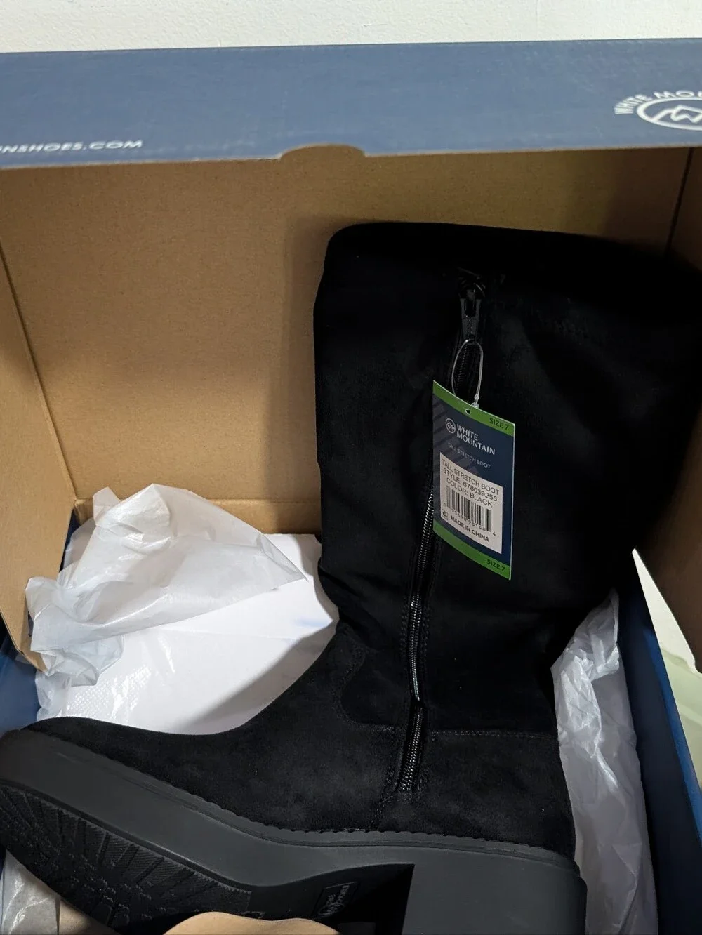 Women's Tall Black Suede Block Heel Boot | Size 7